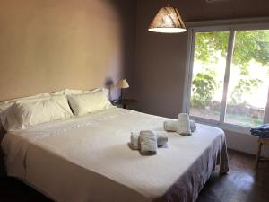圖努揚的住宿－Finca del Rio - Casa de campo，一间卧室配有带毛巾的床
