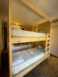 two bunk beds in a small room with at Panda Hostel Mendoza in Mendoza