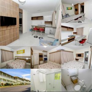eine Collage mit Fotos eines Hotelzimmers in der Unterkunft Lacqua Diroma - parque 24H in Caldas Novas