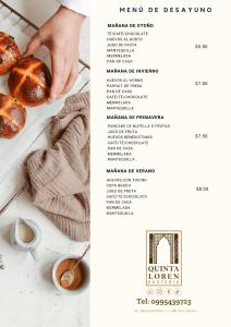 een brochure voor een bakkerij met een persoon die een brood vasthoudt bij QUINTA LOREN HOSTERIA in Ambato