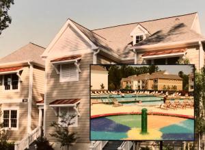 un collage d'une maison avec une piscine dans l'établissement Townes at King’s Creek, Busch Gardens Amusement Park & Water Country, Williamsburg, VA, à Williamsburg