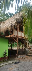 a thatch roofed hut with a thatched roof at Hostal Inculta in Santo Domingo