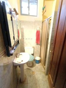 a small bathroom with a toilet and a sink at Apartamento en centro turístico in Montevideo