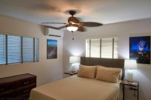 维雷亚South Maui 1 BR Guest Suite - Kamaole Beach Area的带床和吊扇的卧室