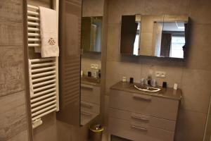een badkamer met een wastafel en een spiegel bij Flat 40 by Malmedreams in Malmedy