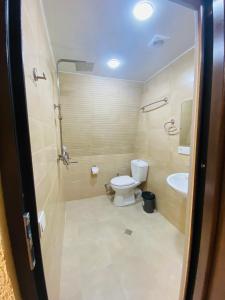 a bathroom with a toilet and a sink at HOTEL SUNRISE in Kutaisi