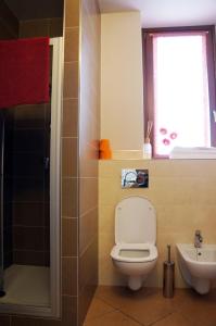 bagno con servizi igienici e lavandino di Alexander Rooms a Tirano