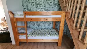 a bunk bed with a ladder in a room at Agroturystyka u Karoliny in Sarbinowo