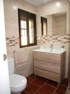 a bathroom with a sink and a toilet at CASA RURAL TRIGUEROS in Córdoba