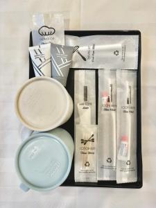 a group of products in a box on a table at Pan House in Hanoi