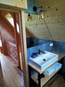 Baño con lavabo en una cabaña en Heidi, en Zakopane