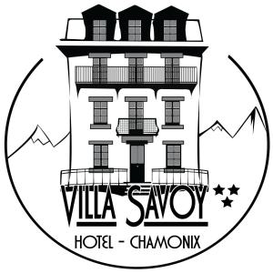 a drawing of a villa savoy with mountains in the background at Hotel Du Clocher in Chamonix-Mont-Blanc