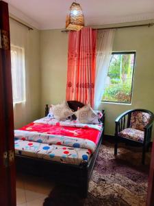 een slaapkamer met een bed en een raam bij Ariel comfort home in Arusha