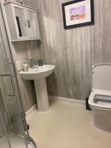 a bathroom with a sink and a toilet at Seaview in Lossiemouth