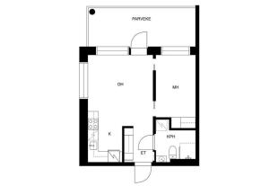 a floor plan of a house at New stylish apartments with 2 rooms near airport Alexander in Vantaa