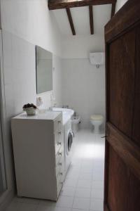 a bathroom with a toilet and a sink and a washing machine at Maridiana Alpaca Country House in Umbertide