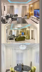 - un salon avec un canapé et une table dans l'établissement After 5 Apartment 3 2 spacious en-suite bedrooms, à Freetown