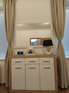 Kuchyň nebo kuchyňský kout v ubytování Apartmany Rubin Nesvady