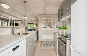 a kitchen with a sink and a counter top at Amazing Home In Hemmet With Wifi in Hemmet