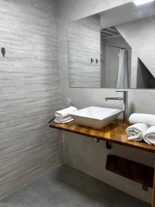 佩德尼亞的住宿－Bahía de Pedreña 2，一间带水槽和镜子的浴室