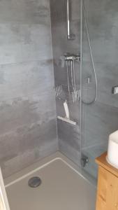 un bagno con doccia e lavandino di Tiny Gaumaise - Tiny house à Saint-leger a Saint-Léger