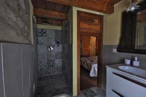 a bathroom with a shower and a sink at La Corte del Monte 