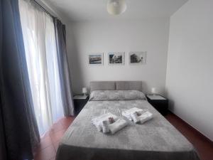 ein Schlafzimmer mit einem Bett und zwei Kissen darauf in der Unterkunft Terrazza Rosa Bianca in Palermo