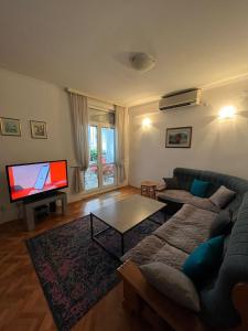 a living room with a couch and a flat screen tv at Apartment Centropolis in Mostar