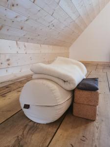 a room with a bean bag chair and two pillows at Sentiero Verde B&B in Formazza