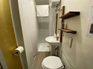 uma pequena casa de banho com WC e lavatório em A Due Passi dal Centro em Turim