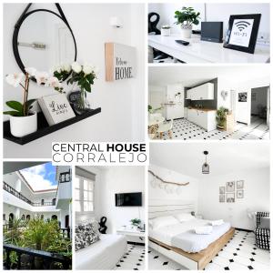 un collage de fotos de una casa de alquiler completa en Central House, en Corralejo