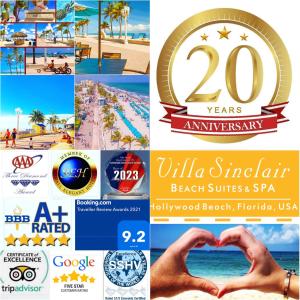 a collage of pictures of different resorts and holidays at Villa Sinclair Beach Suites and Spa in Hollywood