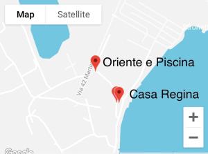 a map of the approximate location of casa regina at Regina e Oriente in Baveno