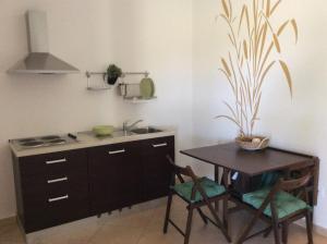 a kitchen with a table and a sink and a stove at Agriturismo Ca' Pisani in Porto Viro +16 photos