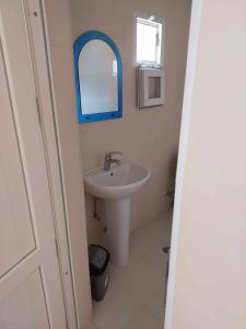 a bathroom with a sink and a mirror at Guest House GioRgi in Kobuleti
