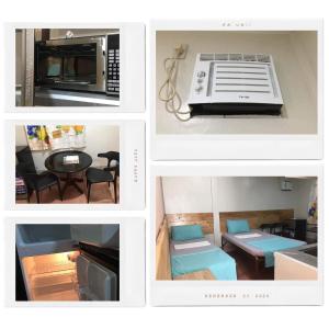 a collage of pictures of a kitchen and a microwave at Maila's Lodging House in Casisang