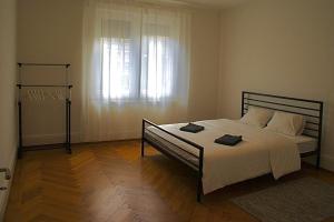 Säng eller sängar i ett rum på Grosszügiges Apartment im Zentrum von Olten