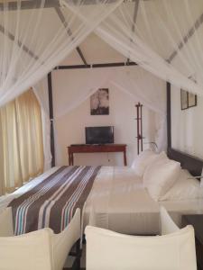 - une chambre avec un lit, 2 chaises et une télévision dans l'établissement Chaleni Villa, à Bentota