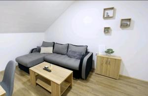 a living room with a couch and a table at Apartman Luki in Soko Banja