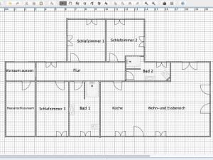 eine Zeichnung eines Hausplans in der Unterkunft Ferienhaus Spreewaldhof am Wasser "Das Landhaus" in Raddusch + 9 Fotos