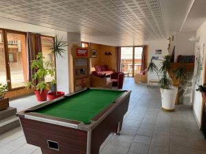 une grande pièce avec une table de billard à l'intérieur dans l'établissement 3 pièces pour 6 pers avec balcon, parking, et wifi à Orcières-Merlette - FR-1-636-216, à Orcières