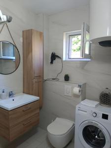 y baño con aseo y lavadora. en Apartman Irvas Kolasin, en Kolašin