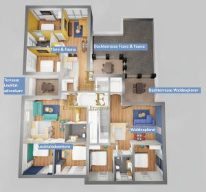 Grundriss eines Hauses in der Unterkunft Erasmus Lodge - Ferienwohnungen zum Wohlfühlen in Trassem