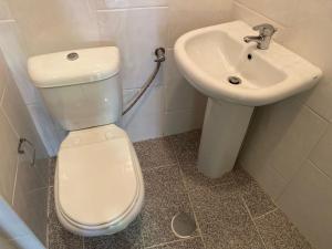 a bathroom with a white toilet and a sink at Casa Augusta 3 in Braga