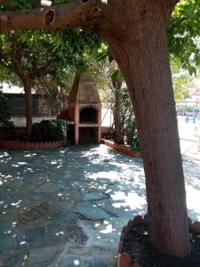 アルジェレス・シュル・メールにあるLes Ondinesの石造りのパティオ(木と石のオーブン付)