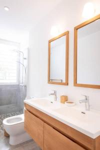 a bathroom with a sink and a toilet at Ti soleil, appartement 3 pièces neuf, front de mer in Les Anses-dʼArlets