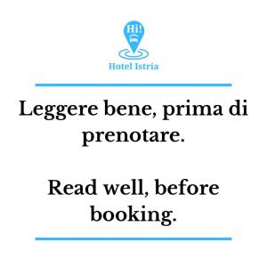 een schermafdruk van een tekstbericht met een gloeilamp bij Hotel Istria in Trieste