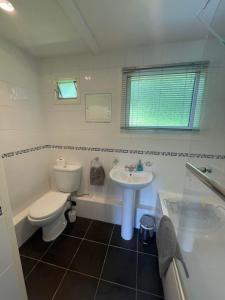 łazienka z toaletą i umywalką w obiekcie Villa 41 Lanteglos hotel w mieście Lanteglos