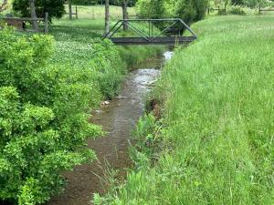 a bridge over a small stream in a field at 3BR 2BATH Gorgeous Country Near Nashville F1 in Franklin