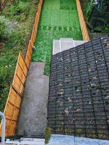 an overhead view of a roof with a fence at Charming 4-Bedroom House in Dover in Dover